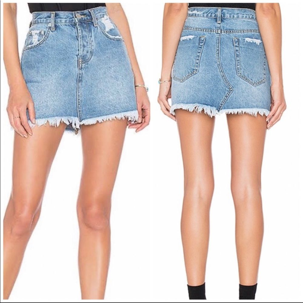 REVOLVE by the way. Tara Denim Mini Skirt Mid Wash